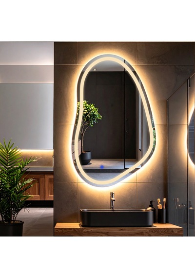Vornel Günışığı Lazer Kumlamalı Lavabo & Banyo Aynası Dokunmatik Sensörlü 100 X 65 Cm