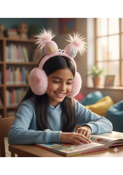 Kervan Pazarı Peluş Katlanabilir Sevimli Saç Detaylı Kulaklık Pembe