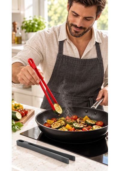 Silikon Mutfak Servis Ve Kızartma Maşası - 29 Cm Büyük Boy 2-adet