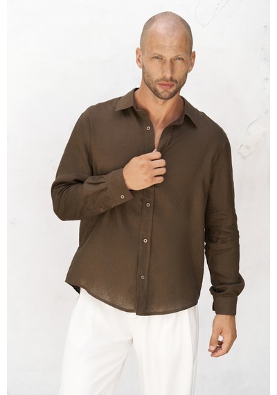 Mai Collection Mai Studios Co. Bice Kahve Keten Oversize Erkek Gömlek Kahve Mai Collection Mai Studios Co. Bice Kahve Keten Oversize Erkek Gömlek Kahve