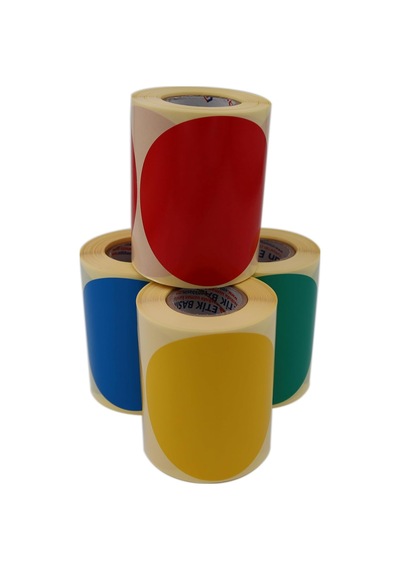 Kuşe Daire Renk Baskılı Çap Etiketi 75mm Daire Ölçülerinde Yuvarlak Çıkartma Sticker Ruloda 300 Adet Kendinden Yapışkanlı Rulo Etiketi Barkod Yazıcılar İle Uyumlu 40mm Kuka Sarı Diğer