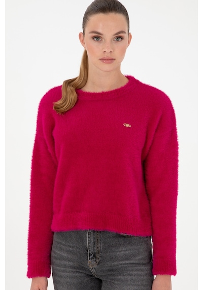U.S. Polo Assn. Kadın Fuşya Bisiklet Yaka Yumuşak Dokulu Kazak 50297898-VR023