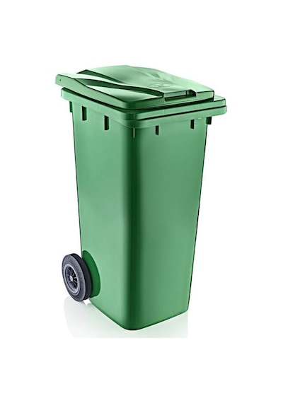 Omnipazar Sy-6505 Tekerlekli Kapaklı Plastik Çöp Konteyneri 120 Lt Yeşil