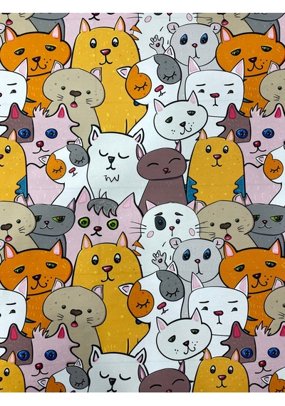 Kedi Desenli Kumaş Kırlentlik Döşemelik Kumaş Dijital Baskı