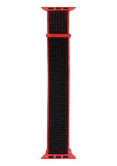 Apple Watch Uyumlu  38mm Kordon Band-03 Serisi Hasır Strap Kayış - Kırmızı-siyah