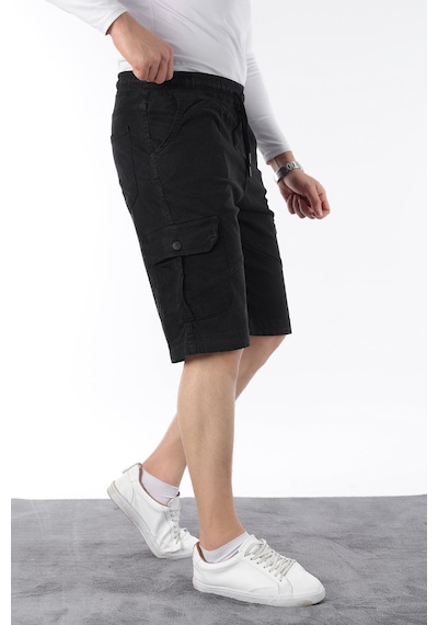 Erkek Comfort Fit Keten Bel Lastikli Cepli Kapri Şort Çok Renkli