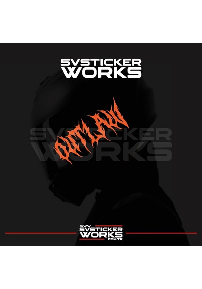 Outlaw Yazılı Kask Sticker Tüm Kasklar Uyumlu Tek Yön 1 Adet Turuncu