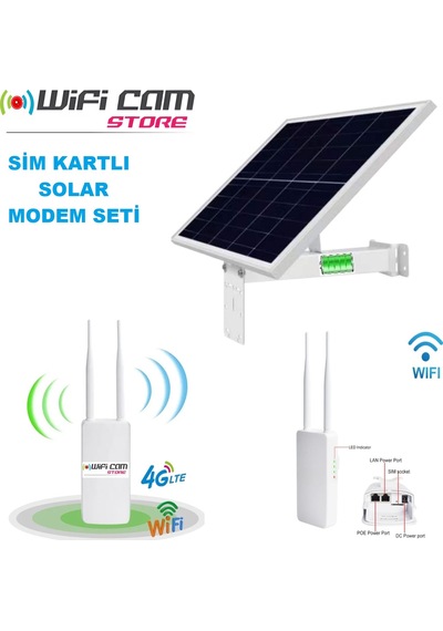 Sim Kartlı Güneş Enerjili Dış Modem Seti Lifepo4 Bataryalı
