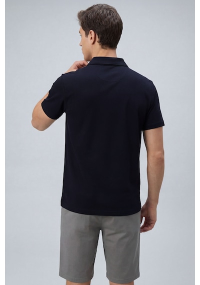 Lacivert Rahat Form Yumuşak Dokulu Polo Yaka Erkek T-shirt - 88496