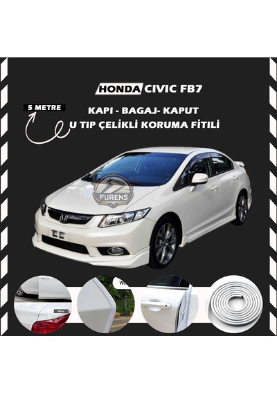 Honda Civic Fb7 Oto Araç Kapı Koruma Fitili 5metre Parlak Beyaz Renk