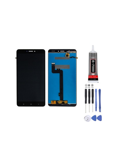 Xiaomi Mi Max 2 Uyumlu Lcd Ekran Çıtasız Siyah + Montaj Kiti