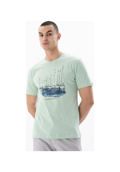AR-MA Arma Erkek Regular Fit Bisiklet Yaka Tişört Y25344405301 Yeşil
