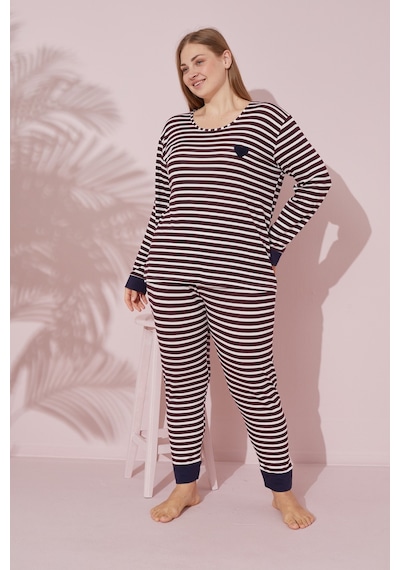 Siyah İnci Pamuklu Curve Büyük Beden Battal Boy Örme Pijama Takım 24240715 Çok Renkli Siyah İnci Pamuklu Curve Büyük Beden Battal Boy Örme Pijama Takım 24240715 Çok Renkli