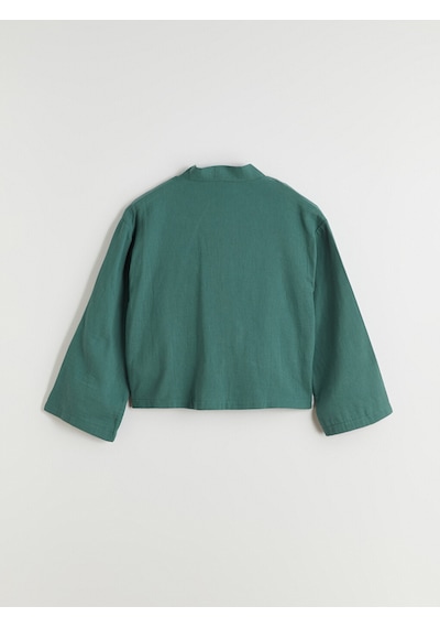 Lcw Modest Yeşil V Yaka Oversize Müslin Kadın Kimono