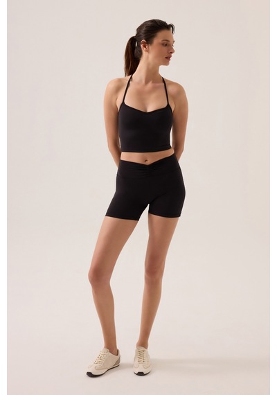 Los Ojos X Ece Siyah Kalp Yaka Spor Sütyeni Sweetheart Neck Top Siyah Siyah