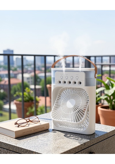 Mini 3 Üçlü Fan 500ml Nemlendirici Soğutucu Gece Lambası Uczzzf9fan-7