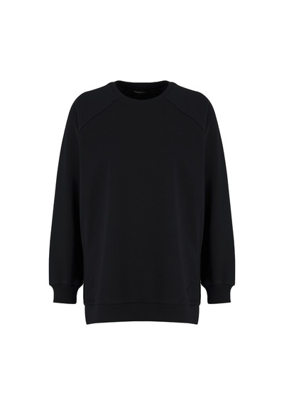 Fabrika Siyah Kadın Bisiklet Yaka Oversize Sweatshirt Falu-y