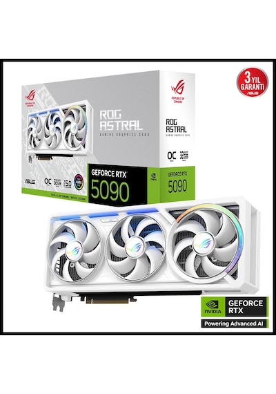 Asus Rog-astral-rtx5090-o32g-whıte, 32gb, 512bit, Gddr7, 2xhdmı, 3xdp Gamıng Ekran Kartı