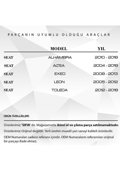 Seat Leon, Skoda Octavia İçin Yağ Soğutucu Contası