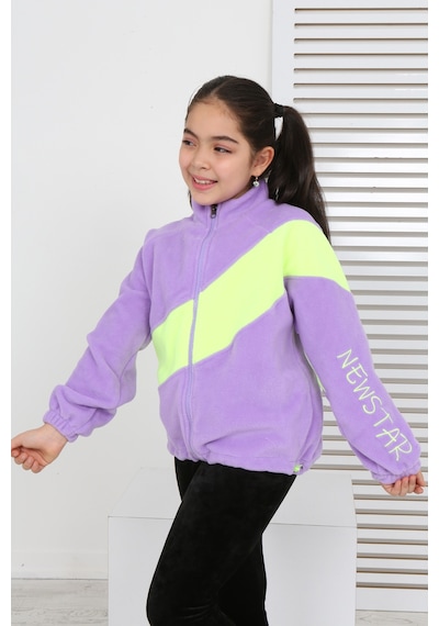 Toontoy Kız Çocuk Dik Yaka Fermuarlı Renk Bloklu Reglan Kol Polar Hırka - Beli Ayarlanabilir Lastikli Lila Toontoy Kız Çocuk Dik Yaka Fermuarlı Renk Bloklu Reglan Kol Polar Hırka - Beli Ayarlanabilir Lastikli Lila