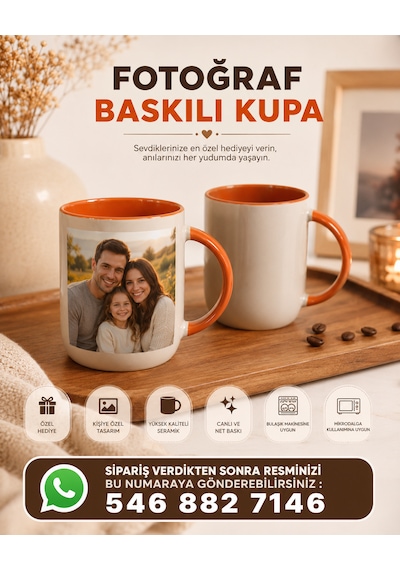 Kişiye Özel Fotoğraf Baskılı İçi Ve Kulplu Renkli Kupa Bardak-kırmızı/turuncu/lacivert Seçenekli Beyaz - Turuncu Kişiye Özel Fotoğraf Baskılı İçi Ve Kulplu Renkli Kupa Bardak-kırmızı/turuncu/lacivert Seçenekli Beyaz - Turuncu