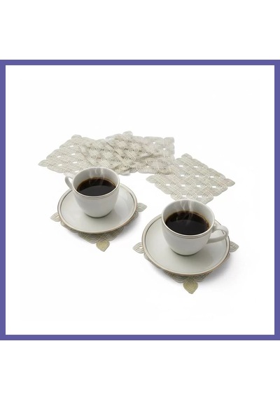Bezos 6 Lı Dantel Kahve Sunumluğu 15x15 Cm Asorti Desenli Türk Kahvesi Seti Nıda