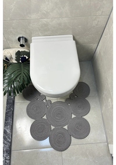 Buççin Online Mağaza Gri Jüt, Hasır, Paspas, Banyo Paspası, Klozet Önü Paspası, Klozet Paspas, Çift Taraflı Jüt Gri Çok Renkli
