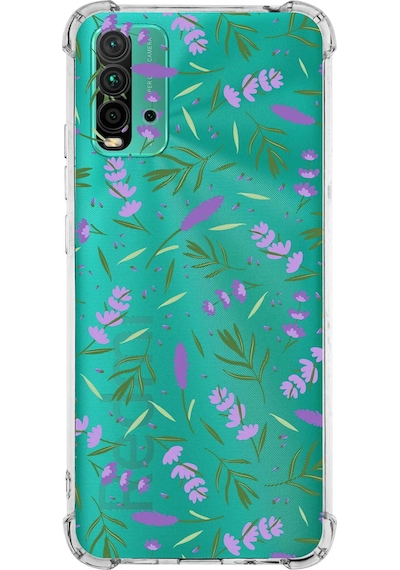 Prinrify Xiaomi Redmi 9t Uyumlu Water Color 3 Baskılı Şeffaf Köşe Korumalı Antişok Kılıf
