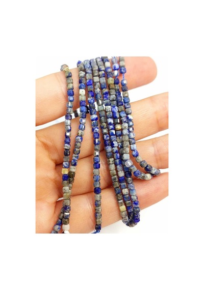 Bileklik Boy Lapis Taşı Küp Şekilli Dizi 2mm 45308 Yarım Dizi 17cm Uzunluğundadır Çok Renkli