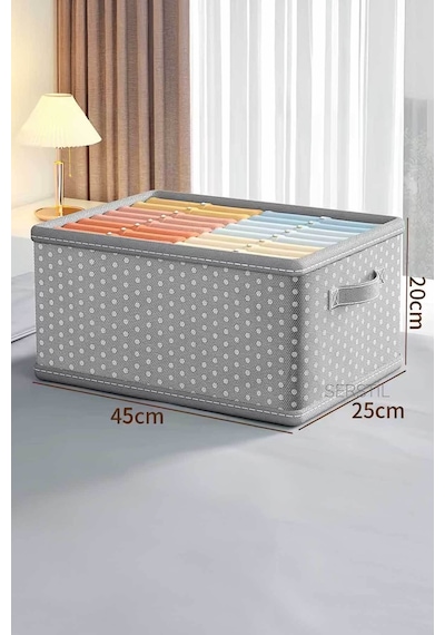 Serstil 2 Adet - Dolap Içi Düzenleyici, Katlanabilir Kıyafet Saklama Kutusu 45x25x20 Cm Gri Benekli