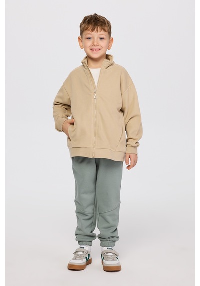 Panço Erkek Çocuk Fermuarlı Bej Sweatshirt Krem