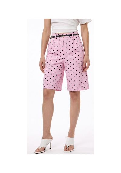 Hiccup Pucka Yüksek Bel Geniş Paça Puantiyeli Şort Toz Pembe