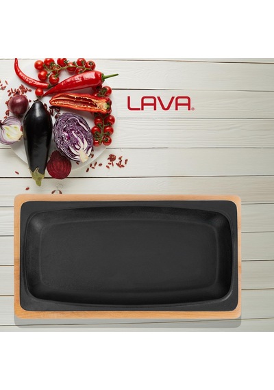 Döküm Servis Tabağı, 30x15 Cm Ahşap Altlı - Lv As 172 Çok Renkli