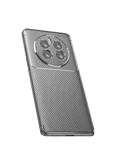 Realme 12 Pro / Pro Plus Uyumlu Kılıf Karbon Tasarım Kamera Korumalı Silikon Telefon Kılıfı Kapak Gri