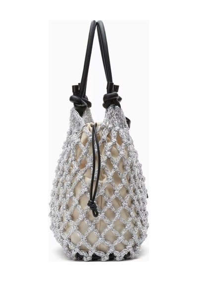 3.1 Phillip Lim Gümüş Makrome Pamuklu Mini Çanta Şık Ve Sanatsal Tasarım, 29x24x10 Cm El Çantası