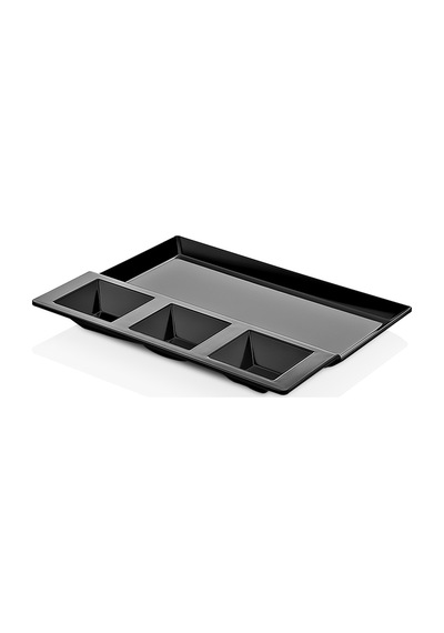 12 Adet Melamin Burger Tabağı 27x23 Cm Bölmeli Hamburger Patates Tabağı Makinede Yıkanabilir Siyah