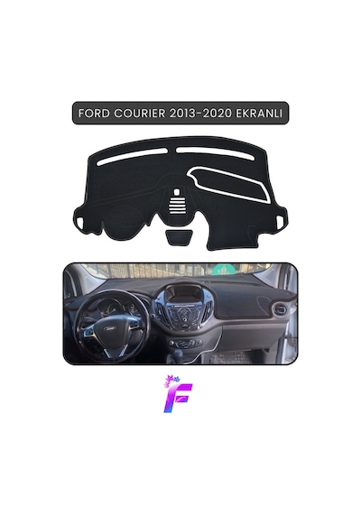 Ford Courier Ekranlı 2013-2020 Torpido Örtüsü Güneşten Korur Kolay Montaj Tam Uyum Tb72 Siyah