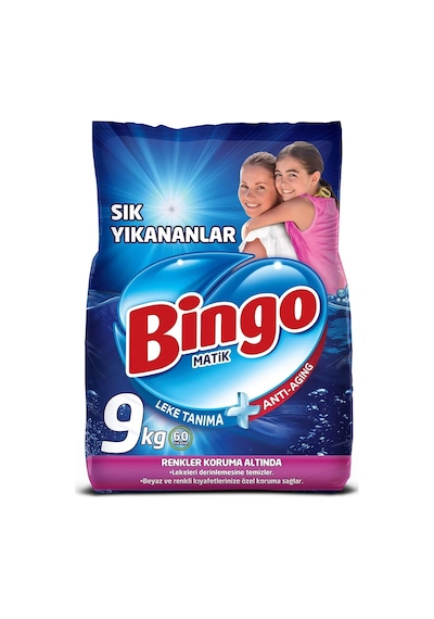 Bingo Matik Sık Yıkananlar Toz Çamaşır Deterjanı 60 Yıkama 9 KG
