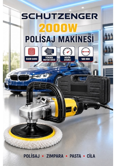 Dy-2000w Elektirikli Polisaj Makinesi Devir Ayarlı 6 Kademeli 180mm Pasta Cila Makinesi Pro Sarı Alman