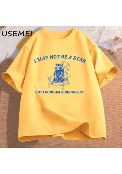 Flood Of Style Erkek Tişörtü Komik Grafik T Shirt Ben Bir Yıldız Olmayabilir Ama Eminim Dışarı Yanan Baskılı Sarı