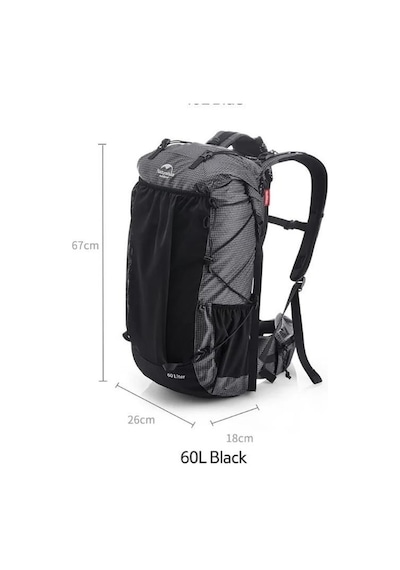 Naturehike Rock 60+5 Lt Hiking Sırt Çantası Siyah