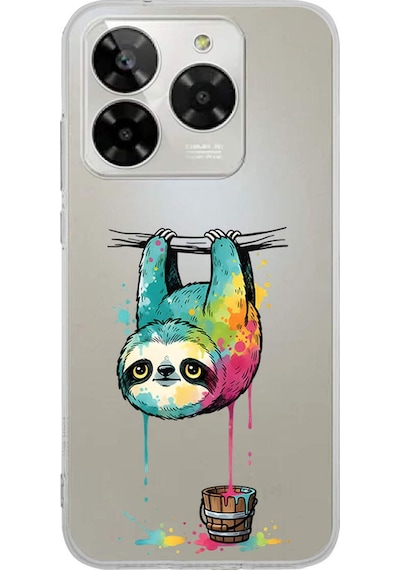 General Mobile Era 50 İle Uyumlu Splash Tembel Hayvan Tasarımlı Şeffaf Silikon Kılıf 051j