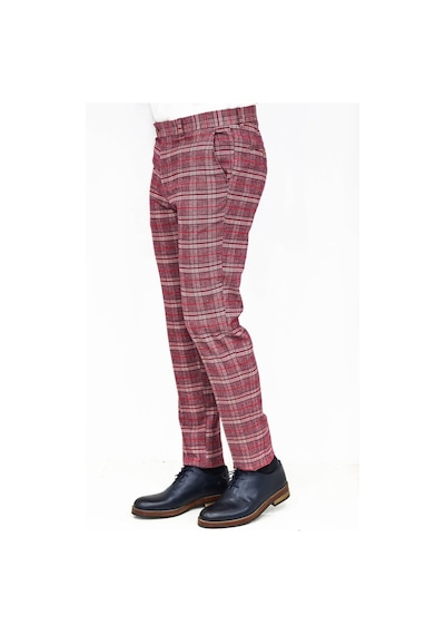 Wessi Ekose Desenli Slim Fit Bordo Erkek Pantolon Bordo