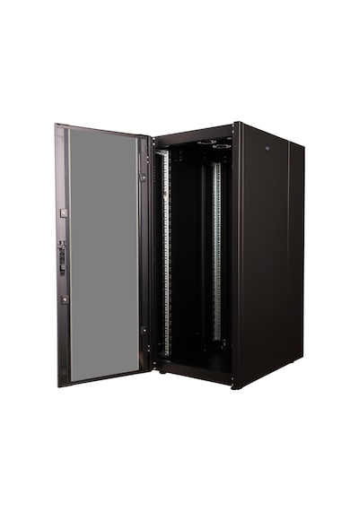 Lande Demonte 26u 600x800 Hyperline Dikili Tip Rack Kabinet Siyah Ön Cam Kapak / Tekerlekli