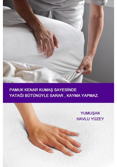 %100 Sıvı Geçirmez Pamuklu Tek Kişilik Yatak Koruyucu Alez Beyaz