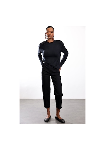 5in1Canpolat Siyah Yüksek Bel Tensel Baggy Jean 3001 Siyah