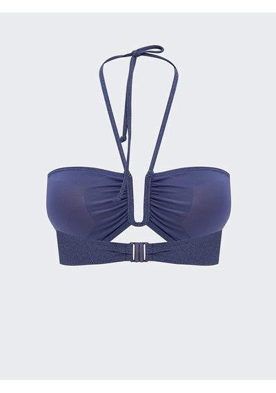Lcw Dream İndigo Simli Büzgülü Çıkarılabilir Pedli Kadın Bikini Üst