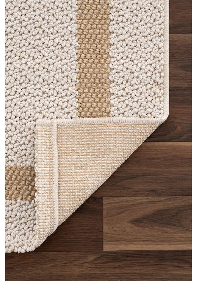 Retro Plain Krem Natural Bordürlü Halı A3234a Natural
