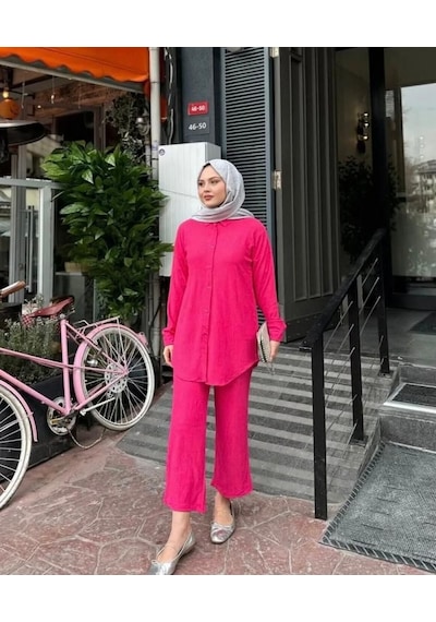 Lovie Moda Kadın İkili Bürümcük Takım Pembe