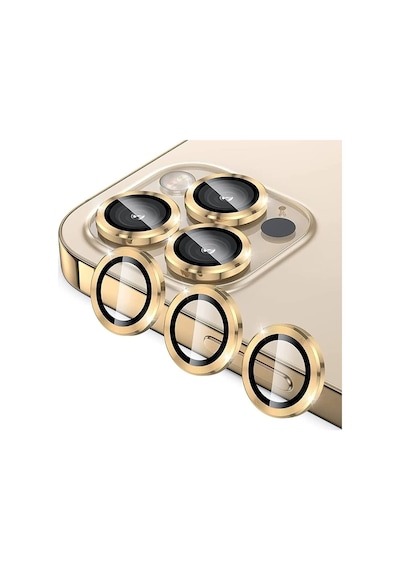 Apple Uyumlu iPhone 12 Pro Kamera Lens Koruyucu 3'lü Set Safir Çizilmez. Altın